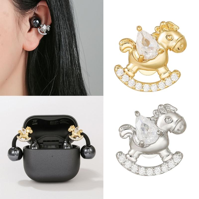 Elegant Horse Shaped Ear Clip Attachment For FreeClip 1 2 Earbuds Enhancer Coppers Zircons Embellishment
