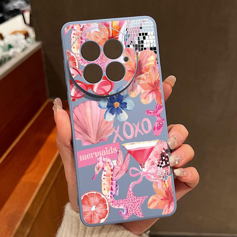 Pink Cartoon Pattern Floral Case For OnePlus 15 13 13T 12 Soft TPU Silicone Cover For Oneplus Nord 5 13R 12R 11R 5G