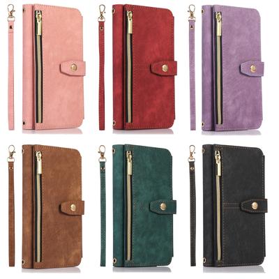 Crossbody Leather Zipper Cards Solt Wallet Case For Samsung Galaxy A54 A14 A34 A23 A12 A53 A52 S23 Ultra S22 S21 FE Pocket Cover