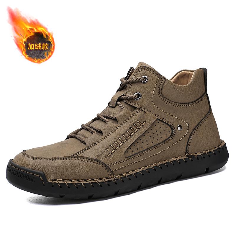 Fashion Luxury Men's Casual Shoes Genuine Leather Man Ankle Boots Outdoor Walking Sneakers Breathable Work Boots Leisure Boots