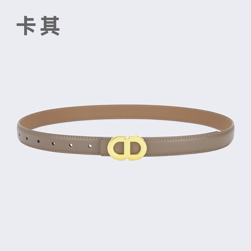Ladies Belt Letter Alloy Buckle Simple Decorative Belt Leather Student Daily Casual Wear