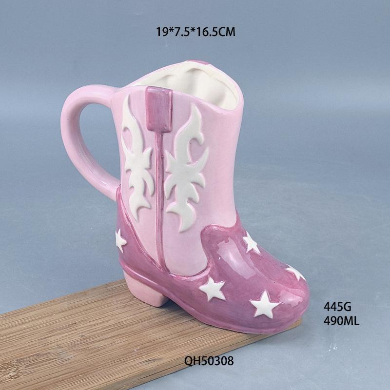 Creative Personality Ceramic Halloween Shoes Modeling Cup Christmas Boots Modeling Mug Home Storage Vase