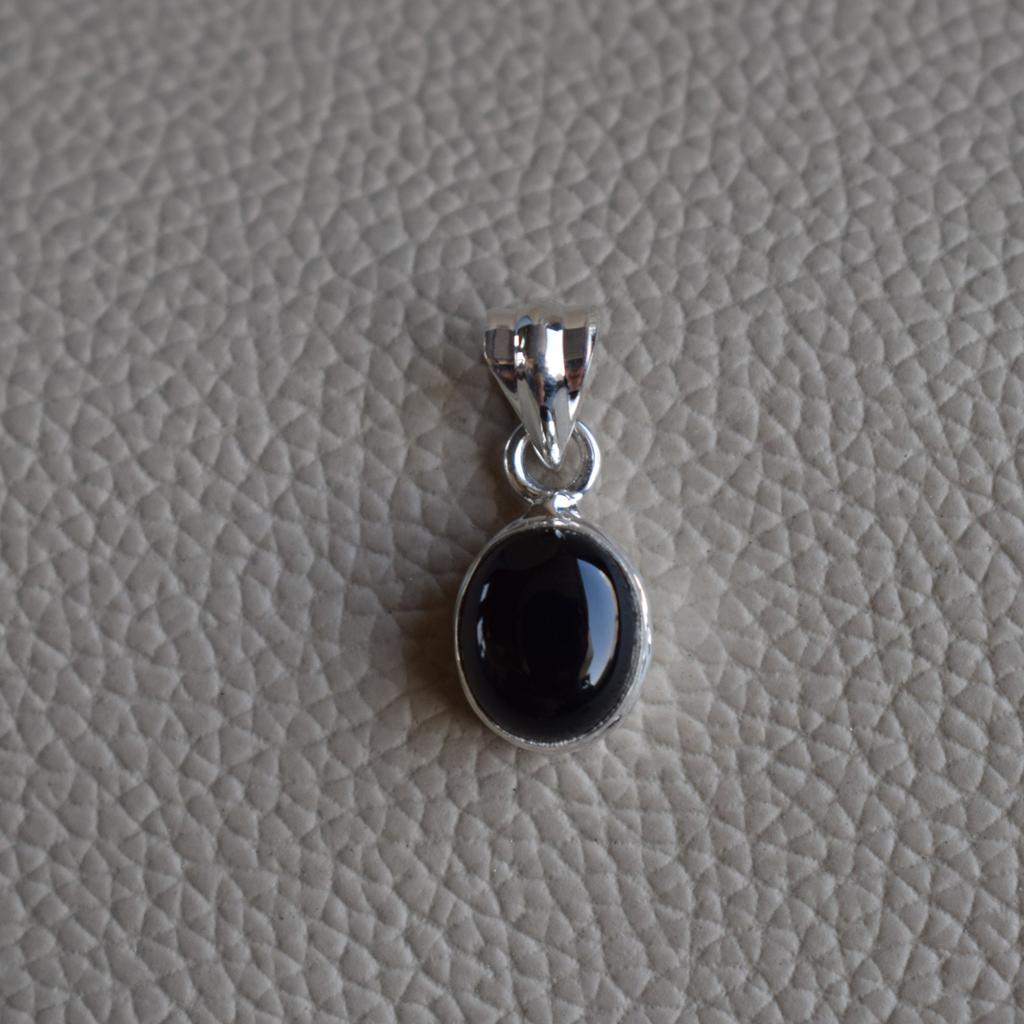 Black Onyx Sterling Silver Dainty Pendant, December Birthstone