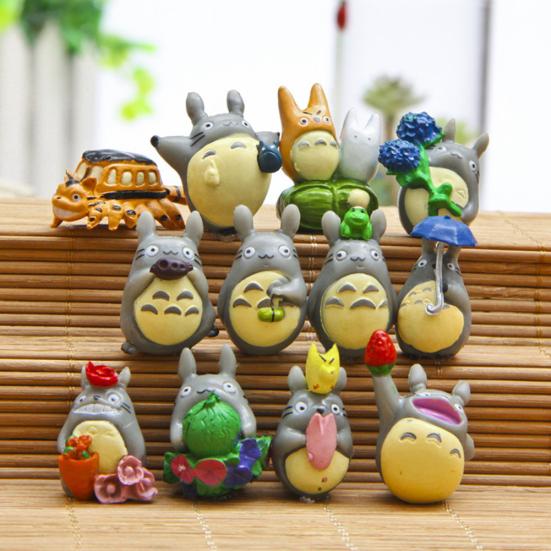 12Pcs/Set Anime Totoro Resin Models Miniature Dollhouse Bonsai Scenery Decor
