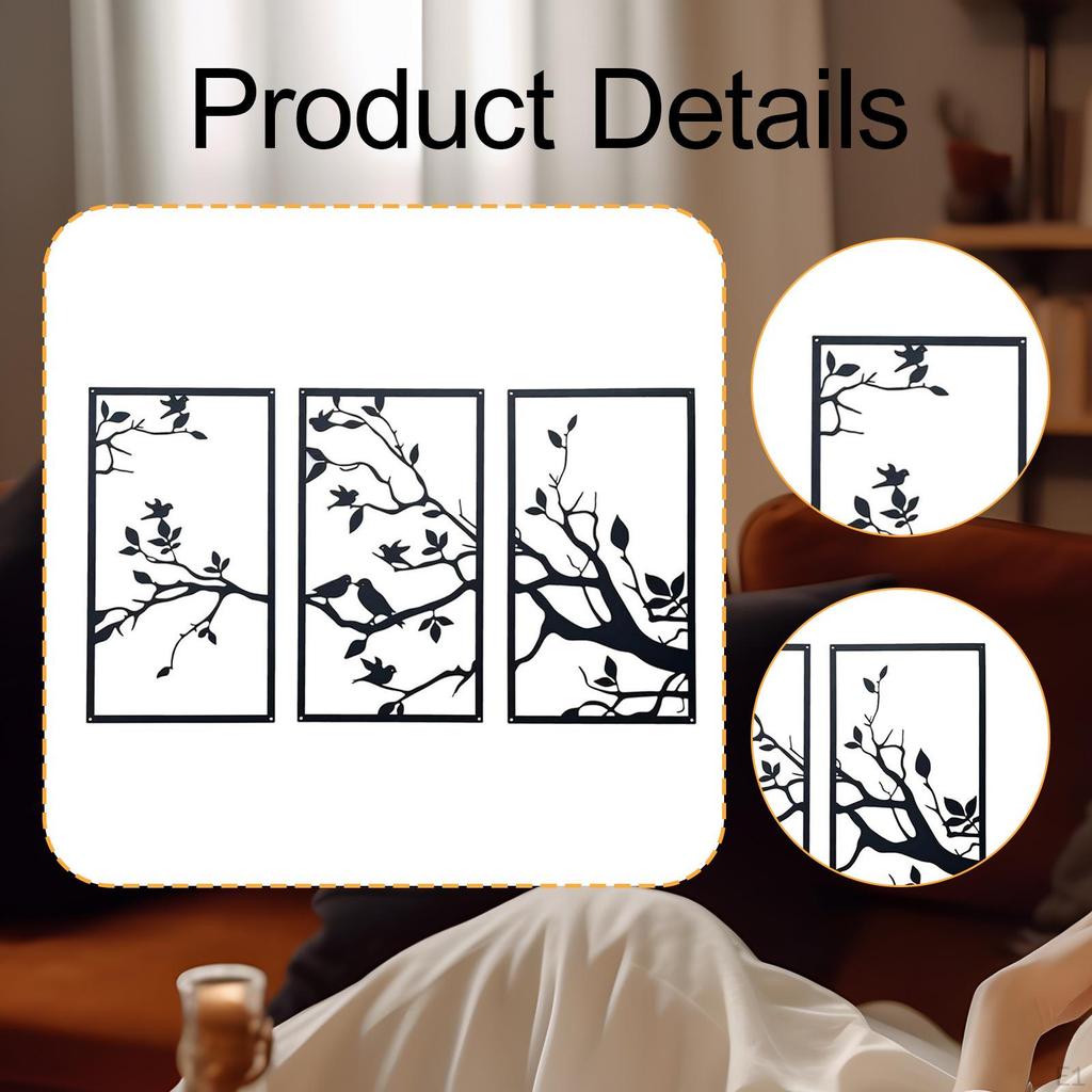 3 Pieces Art Wall Decor Modern Ornament Decorative Hanging Sculpture for Hallway Study