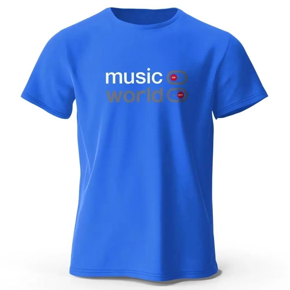 Music World Printed Men T-Shirt 100% Cotton Oversized Classic Funny Graphic Tees for Men Women Summer loose comfortable Tops Tee