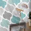 Turquoise Grey Geometric Moroccan Retro Tulle Curtain Voile Transparent for Bedroom Living Room Kitchen Sheer Window Curtains