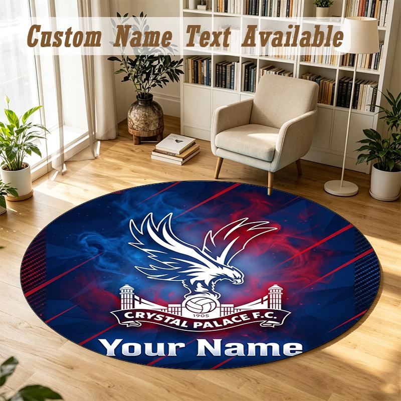 Round Rug Custom NameCrystal Palace Pattern Non Slip Carpet Home Floor Decor