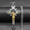 Saint Benedict Crucifix Cross Pendant Necklace for Men Women Stainless Steel CSPB INRI Jesus Crucifix Chains Jewelry NZZZ670S02