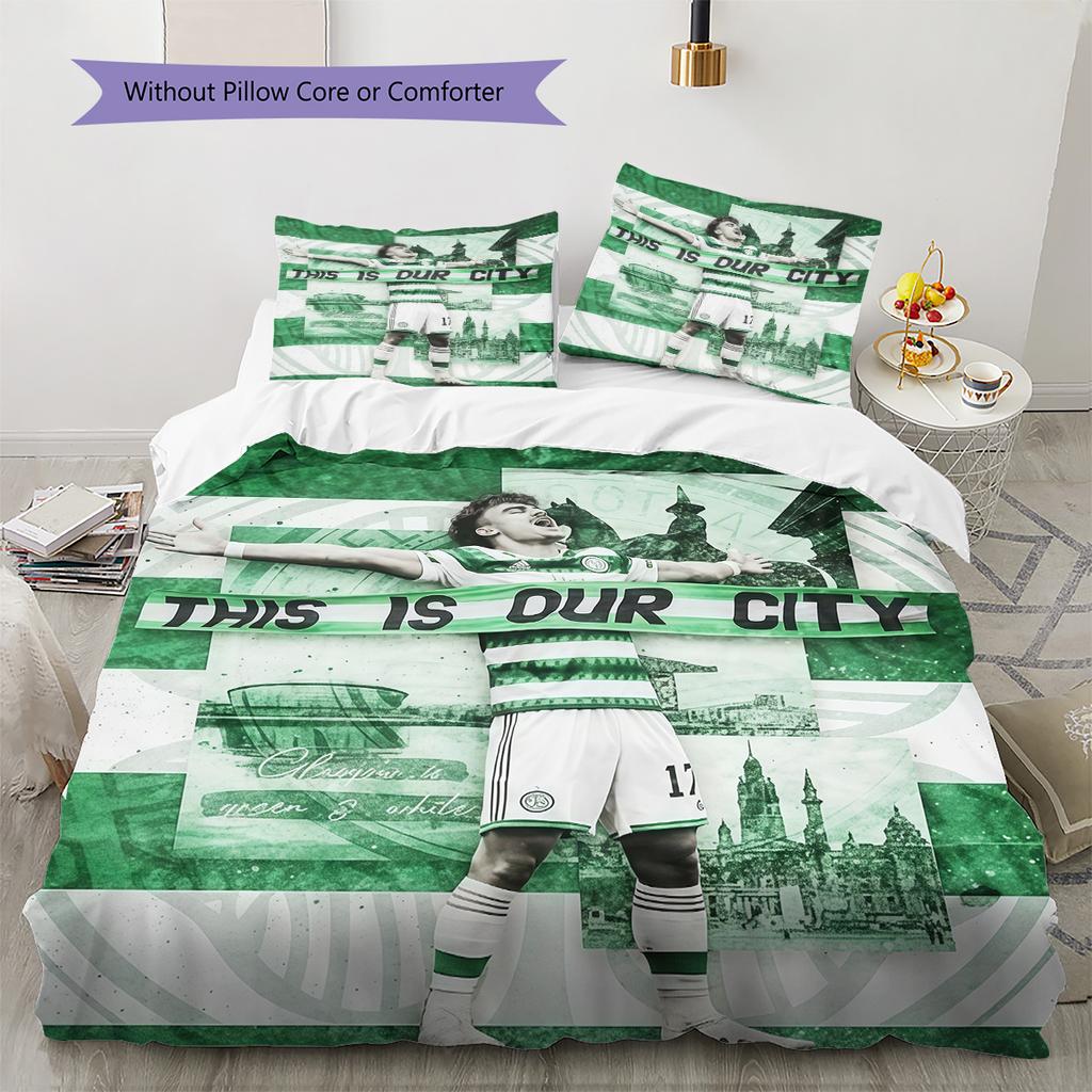Juego de Funda Nórdica y Colcha del Celtic Football Club Funda de Colcha Funda de Almohada Decoración del Hogar Regalo de Cumpleaños (1 * funda nórdica + 2 * fundas de almohada, sin núcleo)
