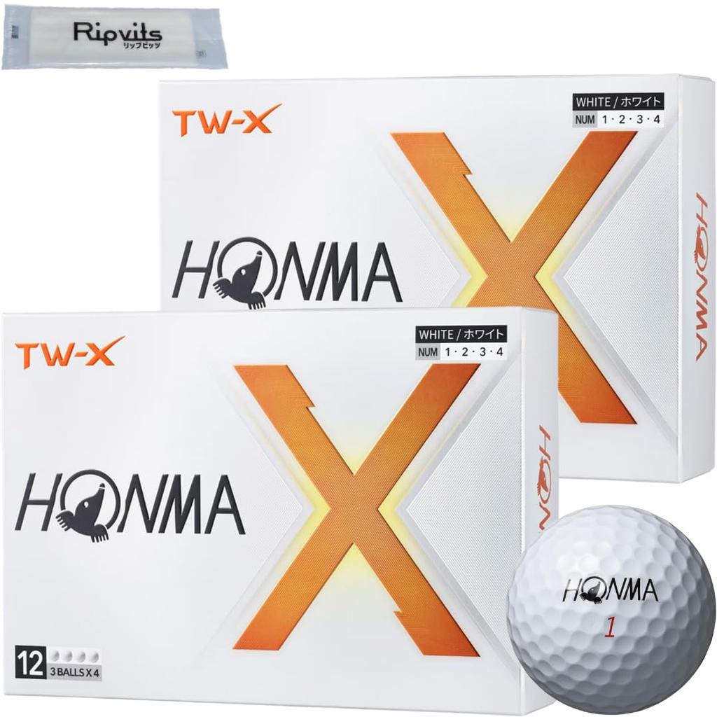 Honma Golf TW-X BT2402 White TOUR WORLD 2024 2 Dozen (24 Balls) with Original Cleaning Sheet Set