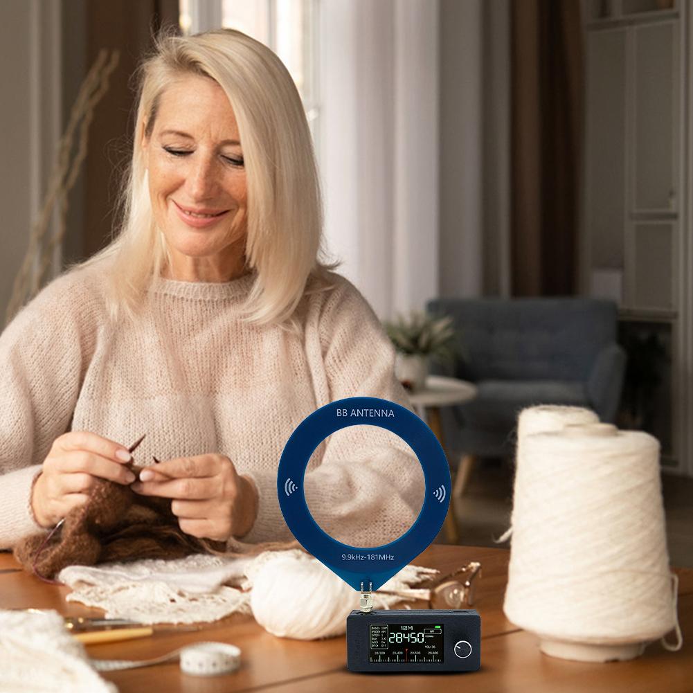 HF SW MW VHF Radio with Ring Antenna SI4732 0.5-108mhz Pocket Mini Radio LSB USB AM FM FM/AM Radio 1.9inch IPS Screen