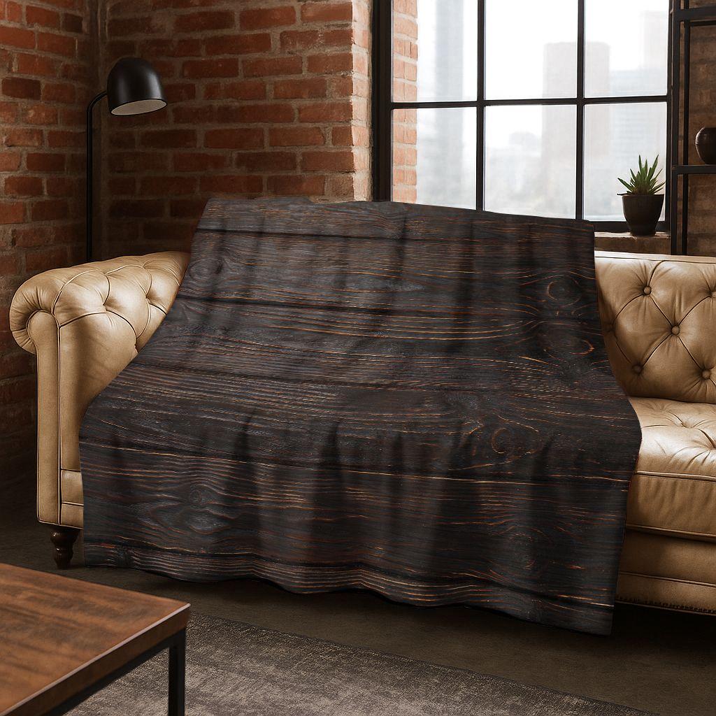 Regenboog Retro Houten Bord Zwart Bruin Houtnerf Flanellen Deken, Gezellige Zachte Plaid voor Huis Slaapkamer Bed Bankhoes Cadeau