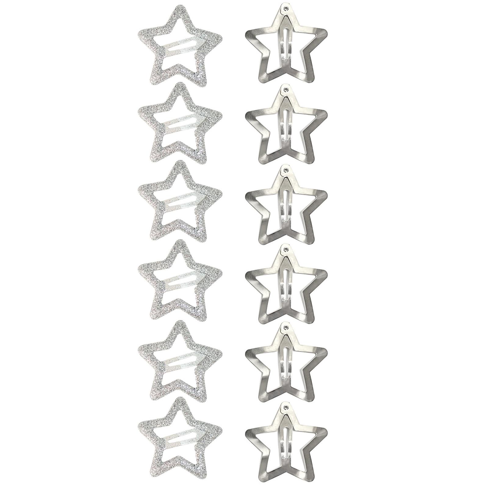 

12PCS Alloy Hair Clip Star Shape Snap Hair Clip for Ponytail Bangs Hairpins for Teenagers Children Christmas Gifts A