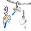 New Original 925 Silver Charms Butterfly Flower Heart Fish Beads Pendant Bracelets Necklaces Womens DIY Jewelry Gift