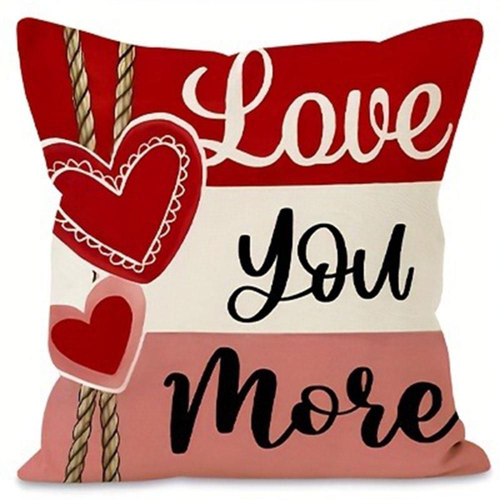 Valentine's Day Love Heart Print Home Decor Pillowcase Bedroom Living Room Sofa Decoration Polyester Cushion Cover with Zipper