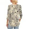 Womens Tops 3/4 Sleeve With Buttons Casual Blouses Summer Outfits Beach Vacation Clothes