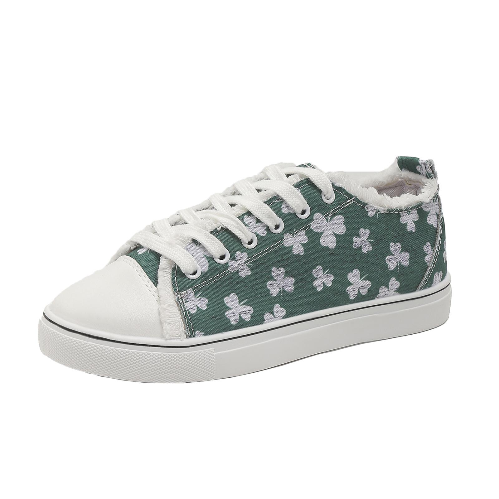 

Холщовые туфли большого размера женские с необработанным краем на шнуровке с круглым носком и мелким вырезом повседневные кеды спортивные кроссовки с принтом одинарные туфли 43 зелёный