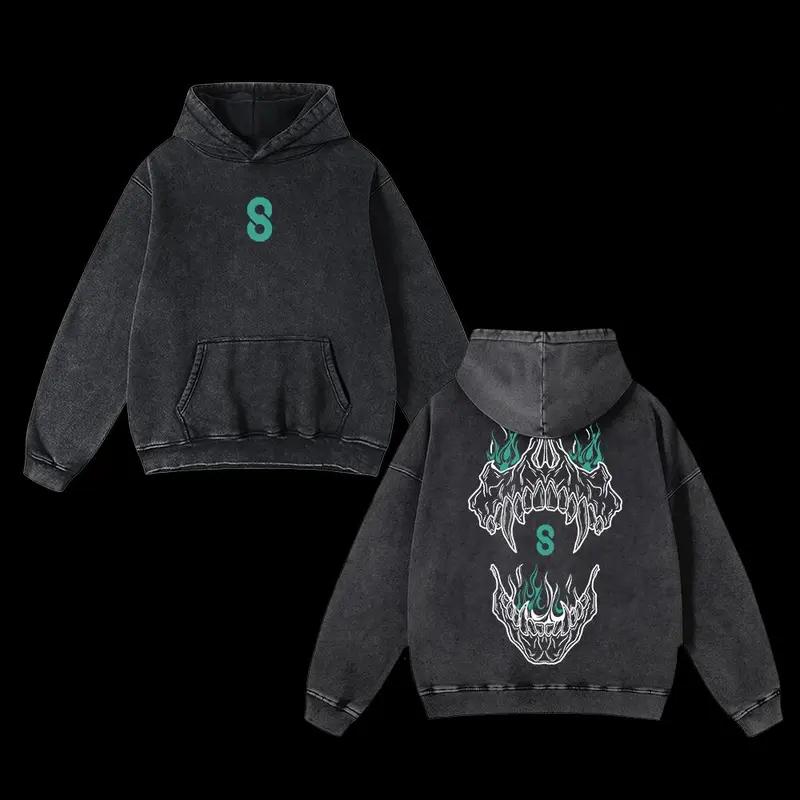 

Kaiju No. 8 Clothing Anime Graphic Hooded Men Women Cotton Hoodies Vintage Washed Sweatshirt Harajuku Male Oversized Streetwear XXL