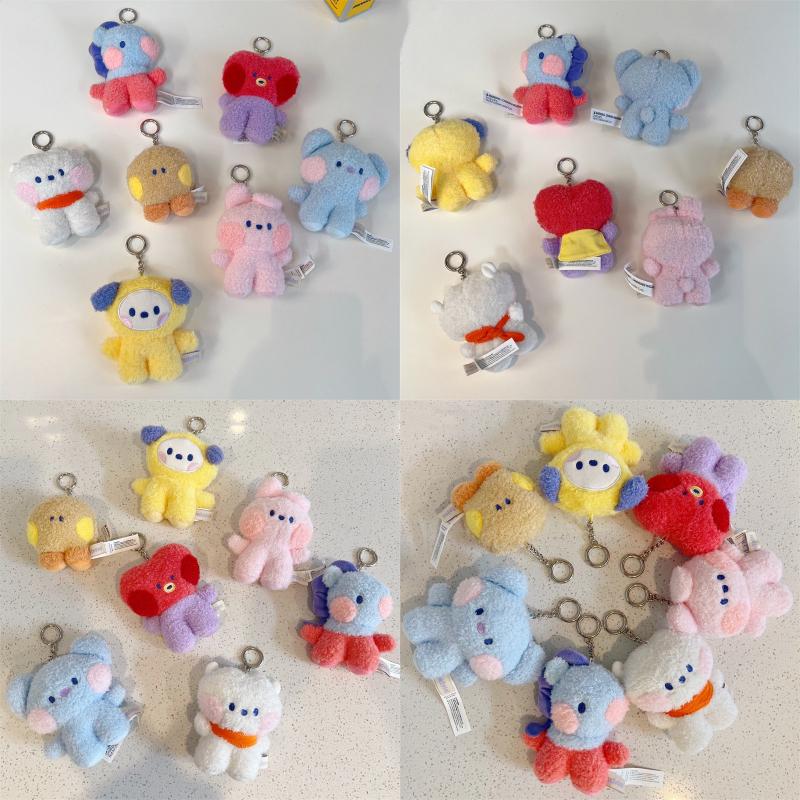 Mini Cartoon Bts Plush Doll Keychain Pendant Decoration Multiple Styles Kid Gift
