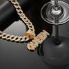 European and American Personalized Letter QUEEN Niche Full Diamond Alloy Pendant for Men and Women with Simple Cuban Chain Jewelry