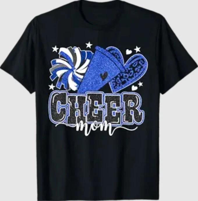 Cheer Mom Blue Cheerleader Game Day Cheer Mama Football T-Shirt
