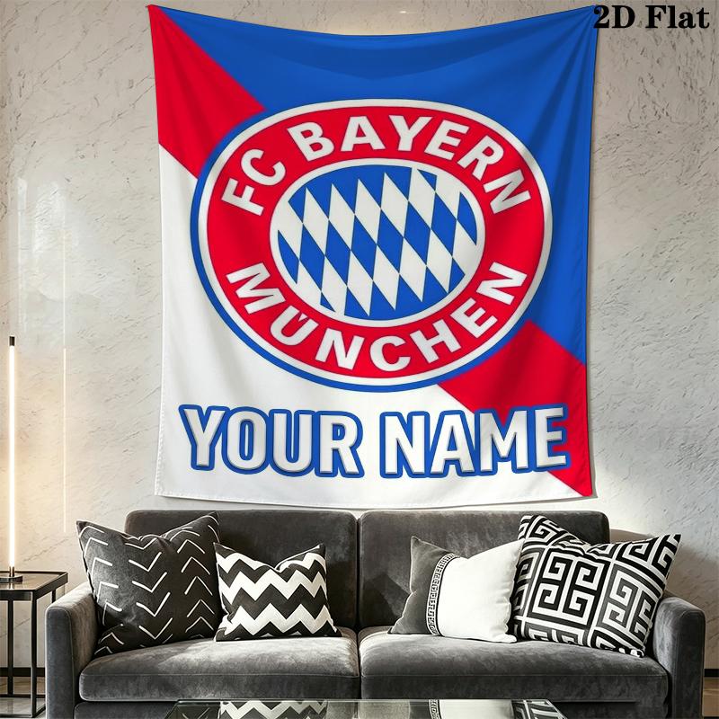 Custom Name Bayern Munich Wall Tapestry Aesthetic Wall Hanging Printed Fabric Blanket Decorative Tapestries for Bedroom Living Room Home Decor