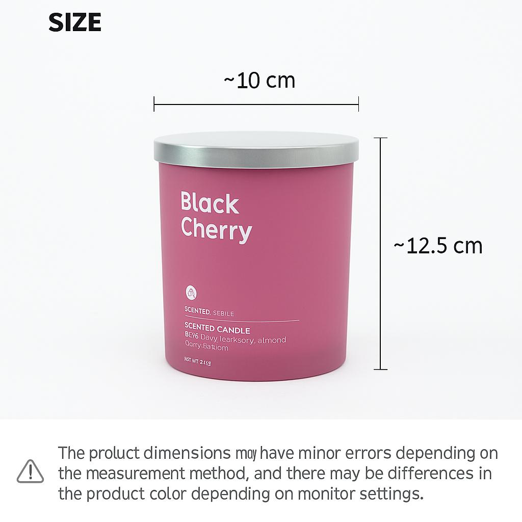 470g Luxury Black Cherry Scented Candle – High-Throw Aroma, Colored Glass Jar with Metal Lid for Lasting Elegance