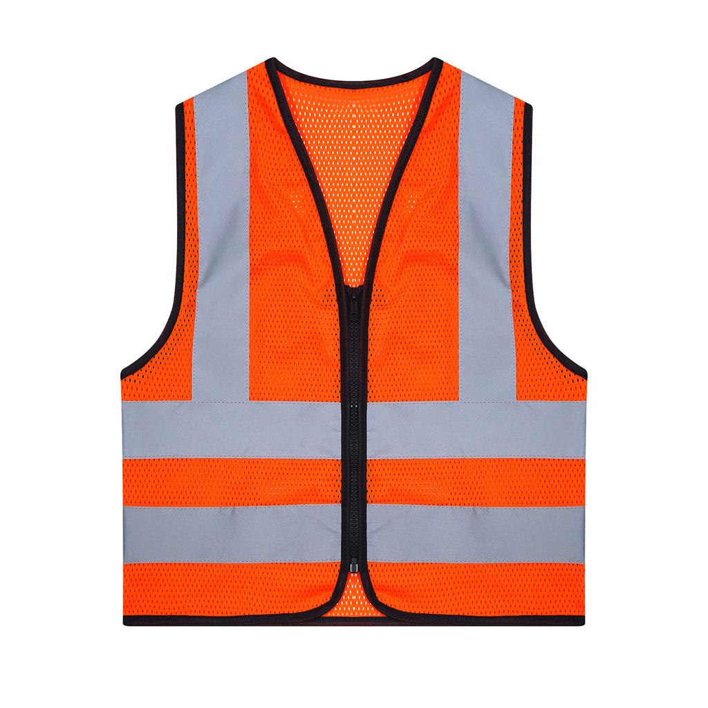 Unisex Kids Safety Vest Sleeveless Zipper Front High Visibility Reflective Design Volunteer Activities