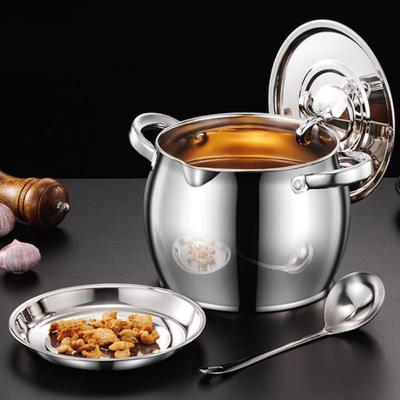 Stainless Steel Oil Pot with Double Handles And Strainer Large Capacity Oil Container with Lid Heat-Resistant Rust-Proof Multi-Purpose Kitchen Tool