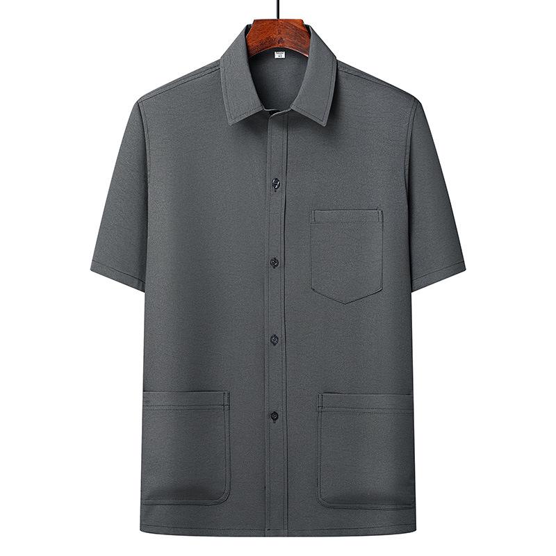 

Мужская рубашка с коротким рукавом из ледяного шелка в китайском стиле - Многокарманная, не требующая глажки, для пожилых и людей среднего возраста 4XL