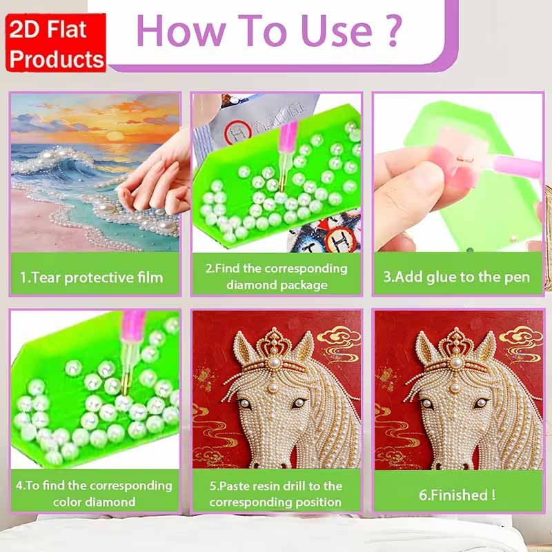 Pearl Art Painting Home Wall Decor Crowned White Horse Pearl Gemstone Painting Picture Crafts Adult/Beginner Gift Creative Home Decor Unframed