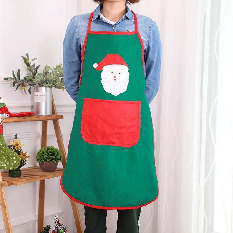 

WTEMPO Christmas Apron Santa Claus Design Pocket Durable Sleeveless Home Kitchen Halter Apron Coffee Shop Store Bar Attendant Apron Christmas Supplies 1pc зелёный