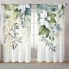 Nordic Fresh Green Leaves Print Curtains Modern Botanical Window Drapes 2 Panels Living Room Bedroom Curtains