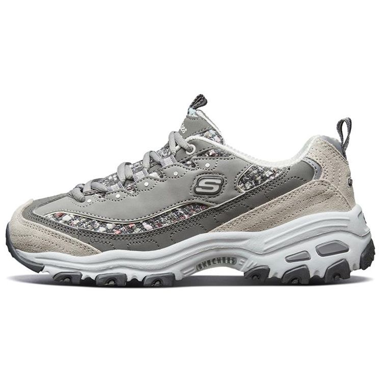 Skechers DLites Synthetic Leather Comfortable Versatile Low-Top Casual Shoes Women sneakers Gray 9999196-CHAR 35