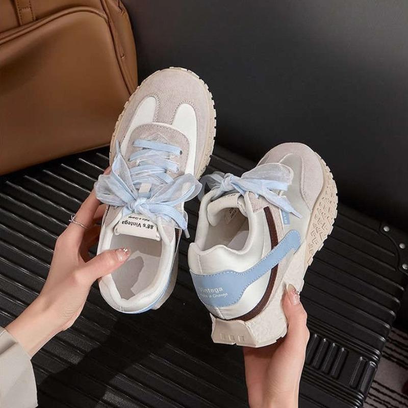 Chaussure Femme Student Casual Sneakers Autumn Comfortable Patchwork Leather Vulcanized Shoes Women's Running Sports Shoes Mujer