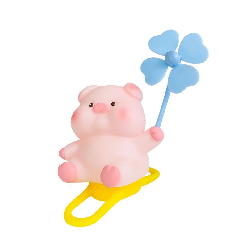 Adorable Cartoon Pig Windmill Plush Cute Car Decoration Creative Small Gift