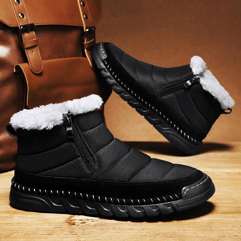 

2024 winter men s shoes new outdoor cotton shoes men s large size platform shoes men s daily snow boots men s thickened 38 чёрный