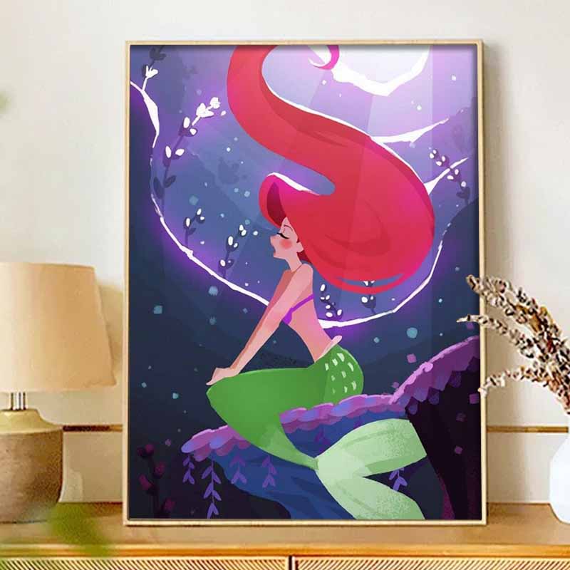 Disney Diamond Art Painting Kit Ariel Diamond Mosaic Pictures, Wall Art Crafts, Home Decor