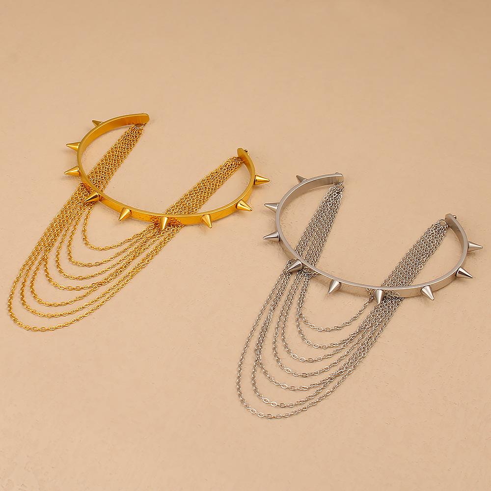 European-American Tassel Armband: 18K Gold U-Shaped Titanium Steel Bracelet