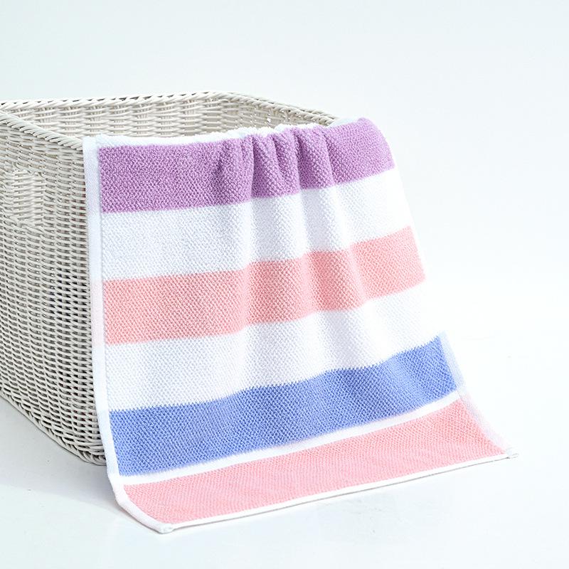 Jie Liya Pure Cotton Absorbent Towel - Fresh Stripes, 70x34cm Bath Washcloth.