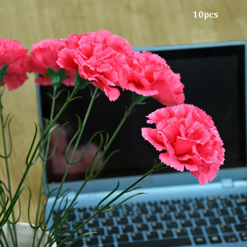 10pcs High Quality 10 Heads Artificial Flowers Silk Multicolors Wedding Arch Decor Carnation Small Carnation