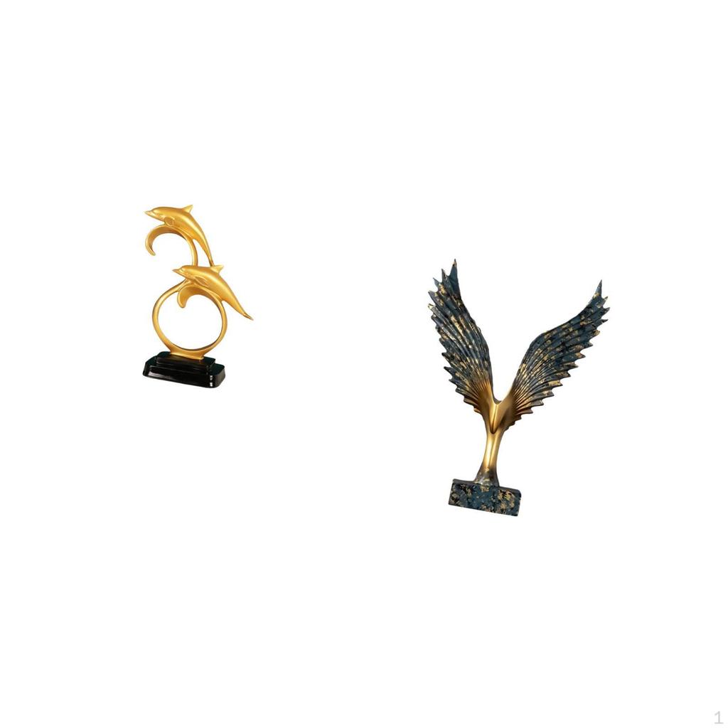 Modern Lifelike Dolphin Resin Statue Sculpture Collectible Feng Shui Ornament for Home Office Desk