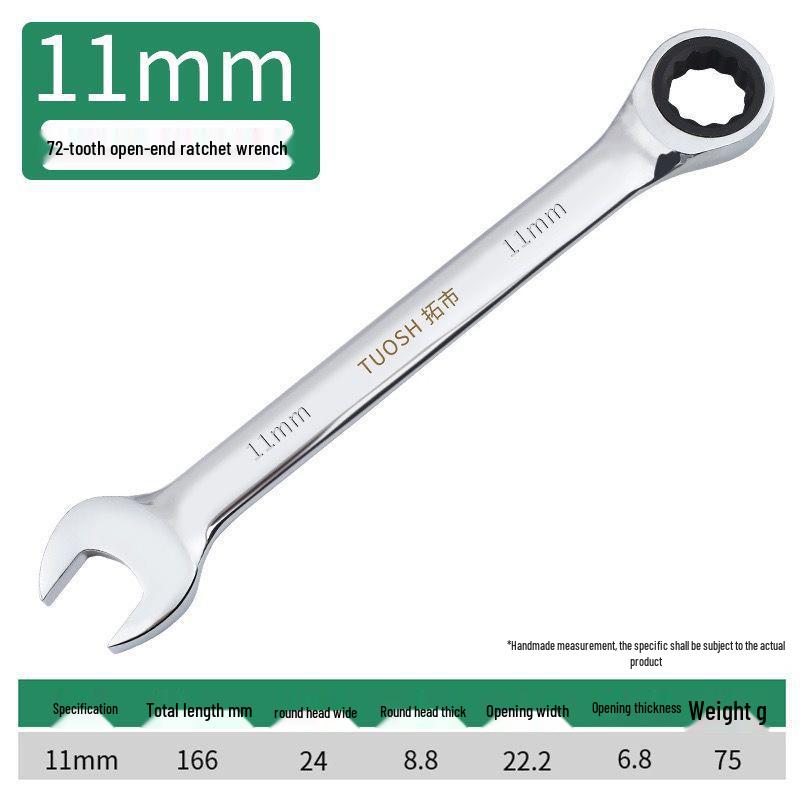 72-Tooth Dual-Ended Ratchet Wrench: Quick Spline, Bidirectional Multi-Function Auto Repair Tool Set