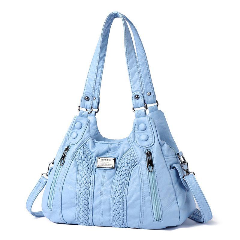 

JIAERDI Vintage Casual Y2k Handbag Women Retro Handle Soft Leather Brown Shoulder Bags Ladies Casual Crossbody Bags 2025 New 31x25x11cm небесно-голубой