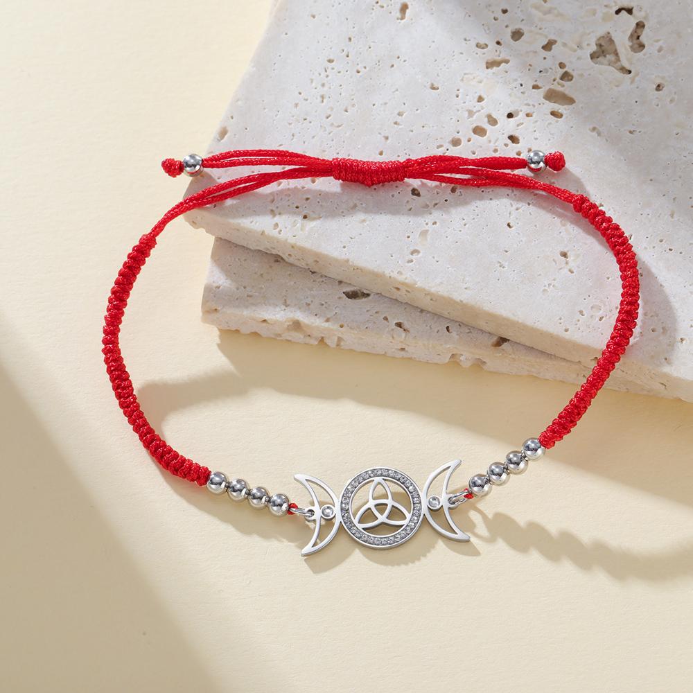 Dawapara Wiccan Triple Moon Trinity Knot Women Adjustable Bracelet Goddess Symbol Good Luck Charm Stainless Steel Jewelry