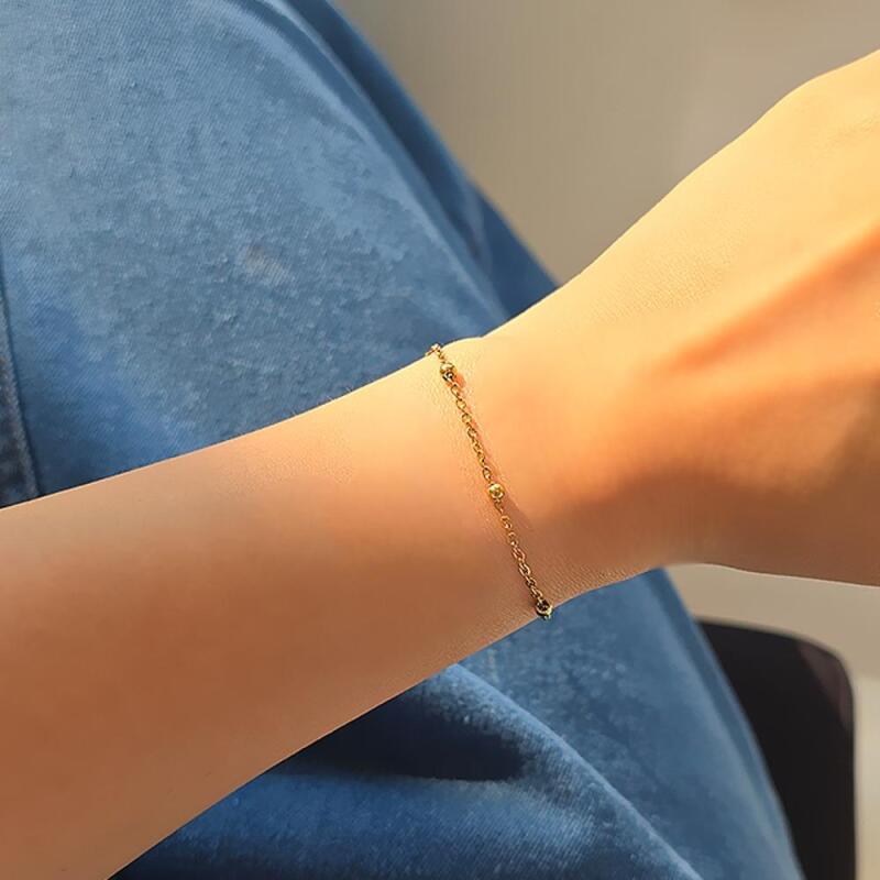 Women's silver ball thin string delicate fit cute bracelet