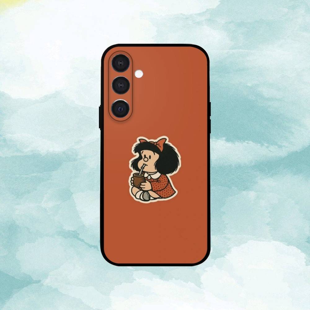 M-Mafalda World Peace Phone Case For Samsung A73,72,71,A52,51,40,41,A22,A32,31,A13, Soft Black Shell
