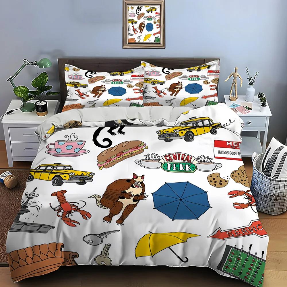 Funny Friends Print Bedding Set Best TV Show Duvet Cover Set Adult and Children Bedding Set Luxury TV Show Pattern