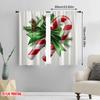 2Pcs,2D Plane Printing Creative Curtains Christmas Candy Cane Ribbon Berry (4) Polyester Woven (Without Rod) Versatile All Ldeal